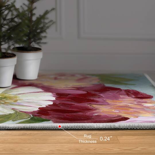 Empire Art Direct 5ft. x 7.5ft. Eleanora painterly florals I Tapis D’Art Washable Area Rug